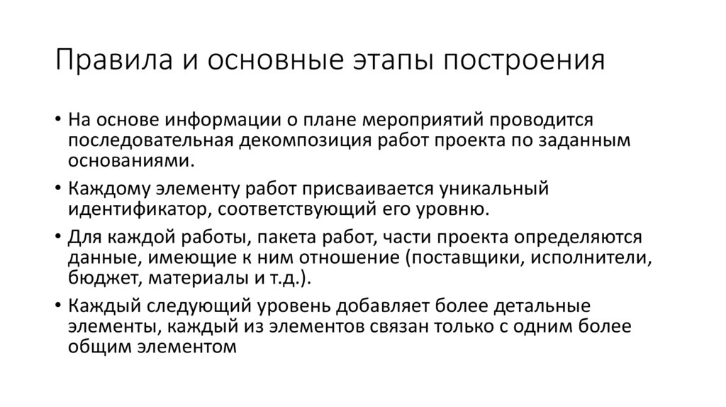 Правила и основные этапы построения