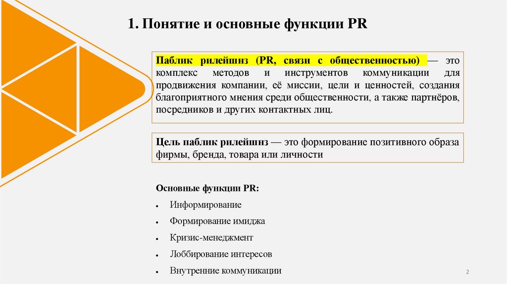 Понятие и основные функции PR