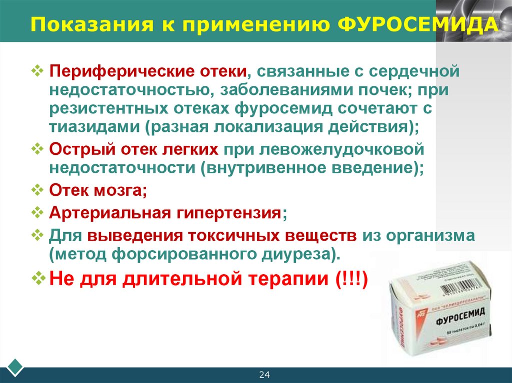 Показания к применению ФУРОСЕМИДА