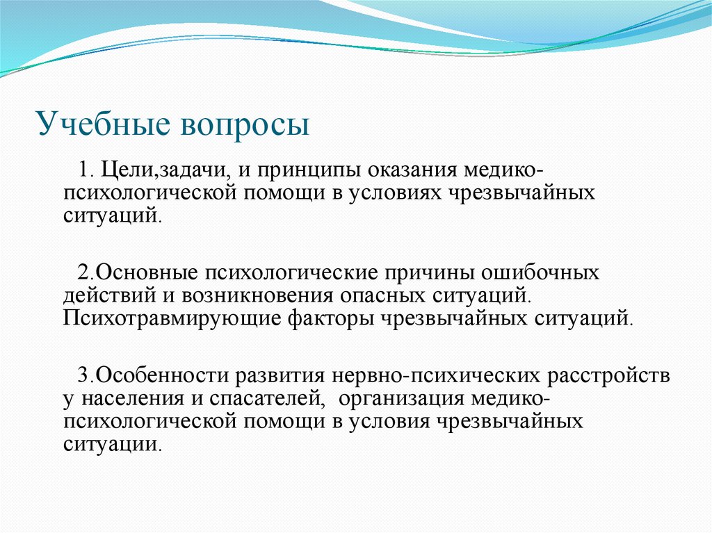 Учебные вопросы