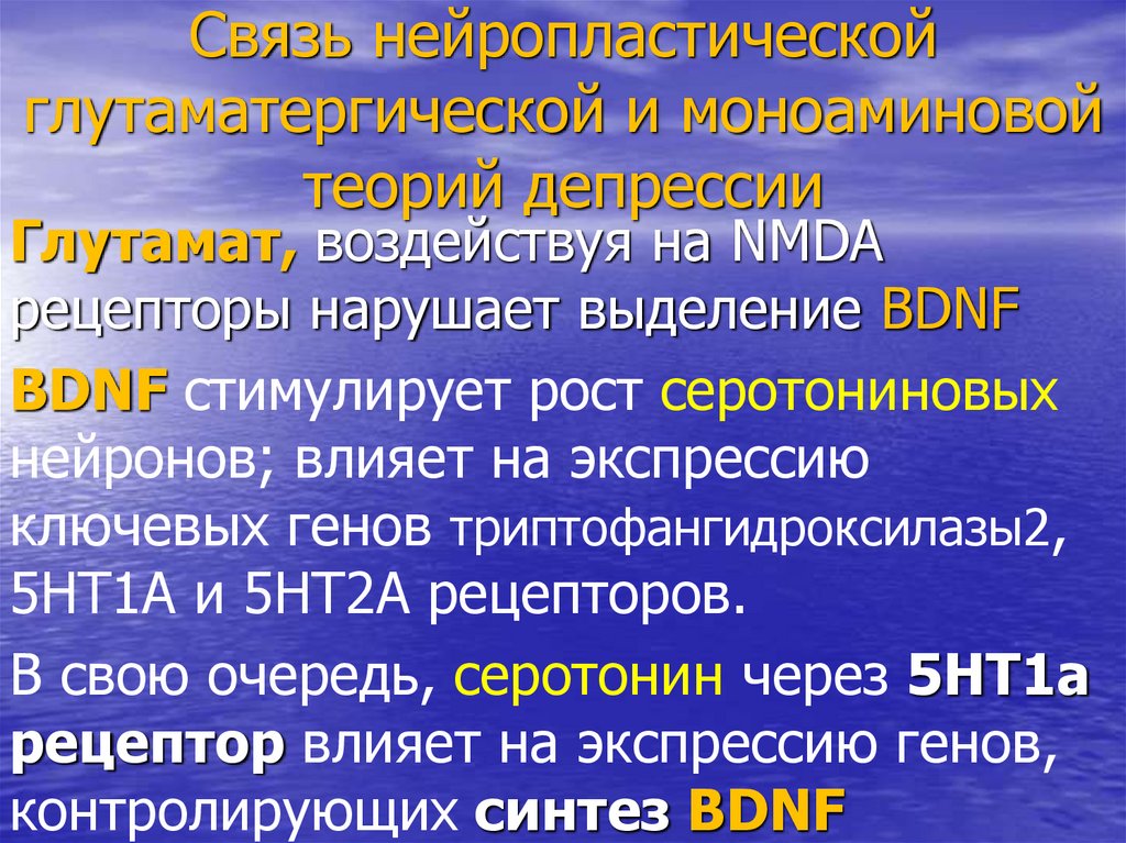 Связь нейропластической глутаматергической и моноаминовой теорий депрессии