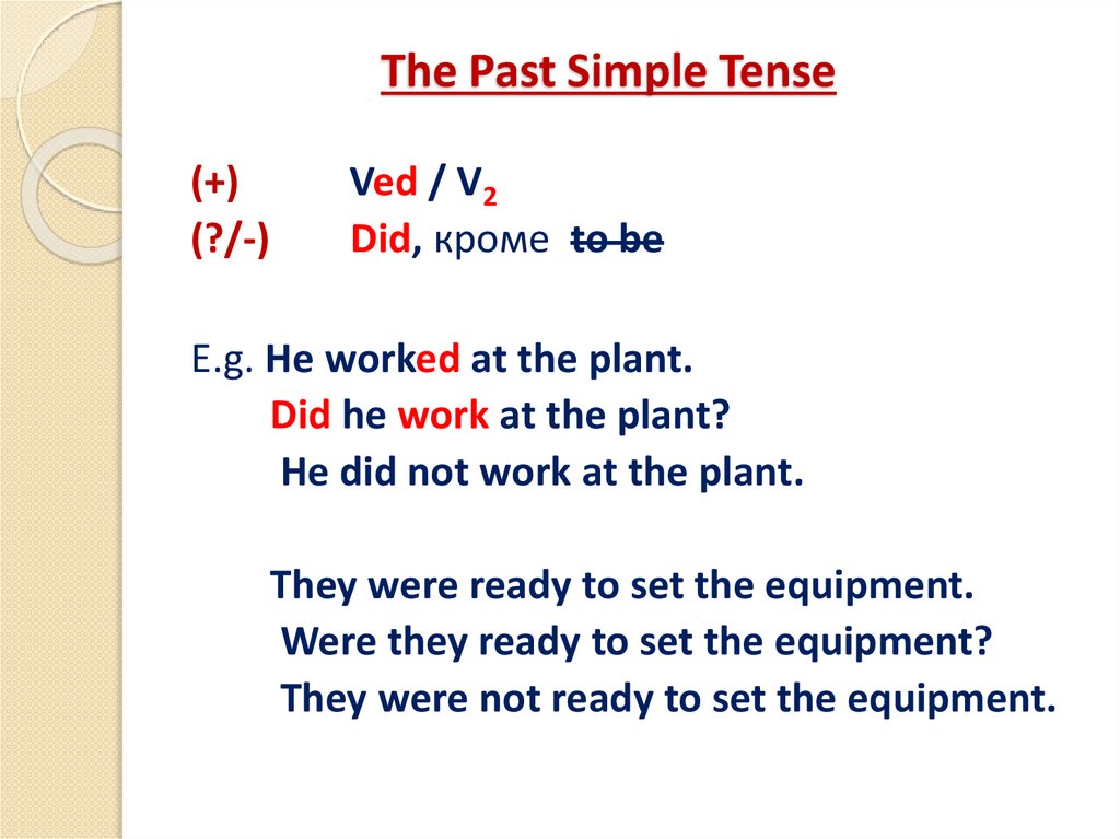 The Past Simple Tense