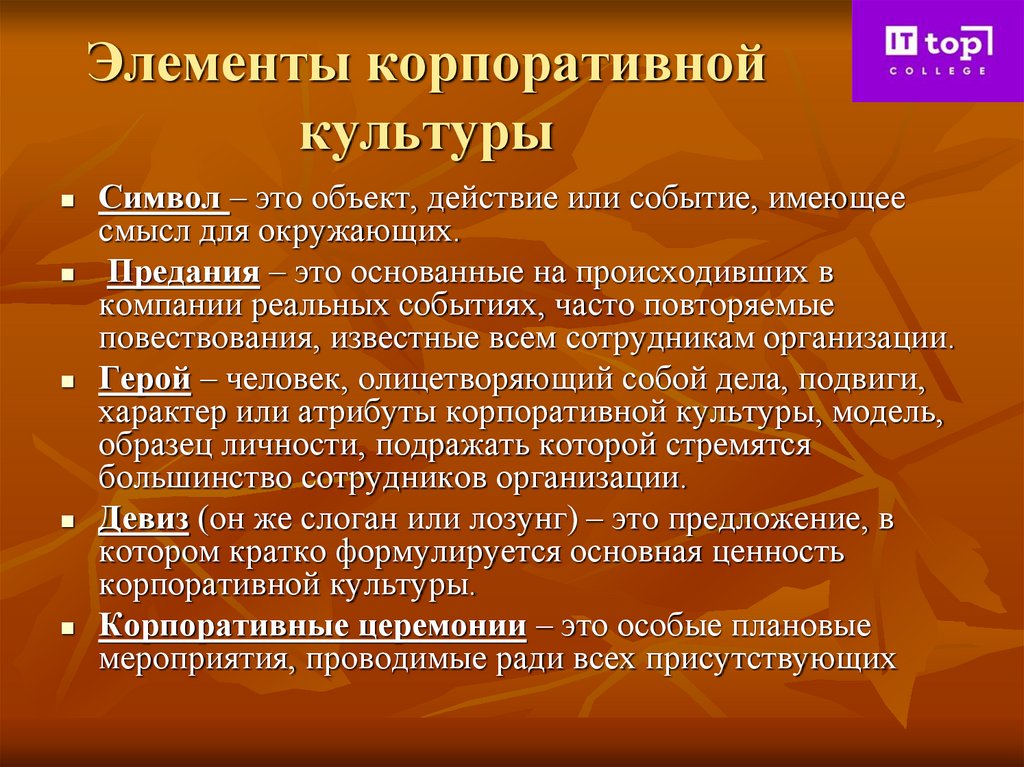 Элементы корпоративной культуры