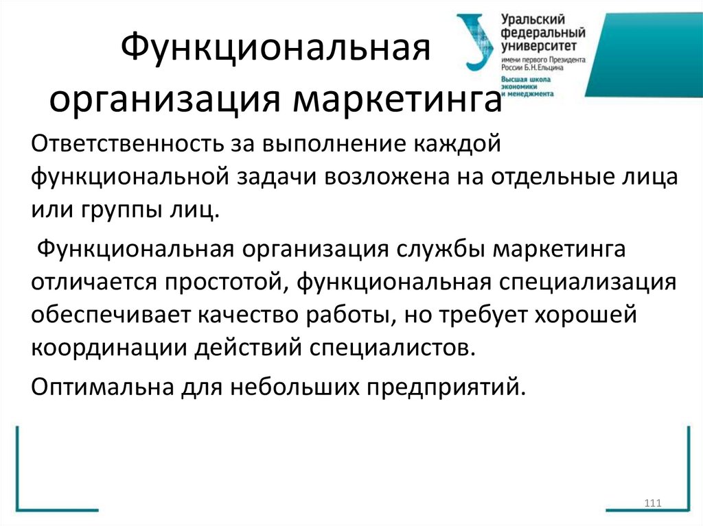 Функциональная организация маркетинга