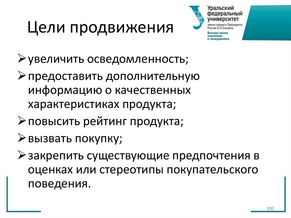 Цели продвижения