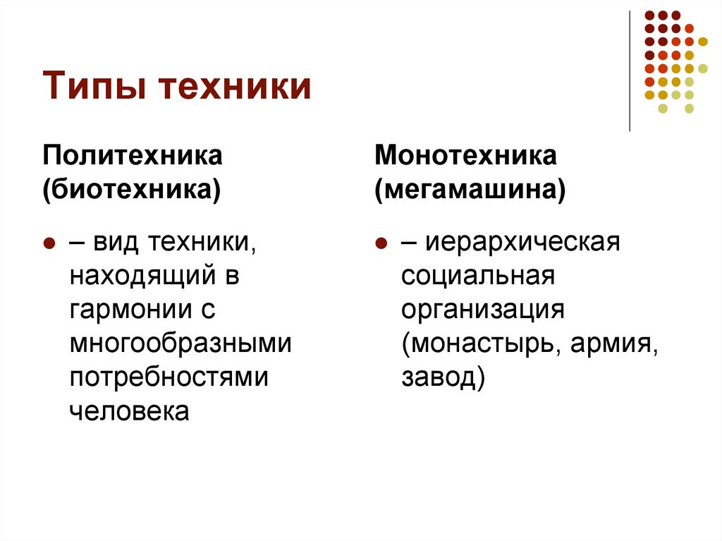 Типы техники