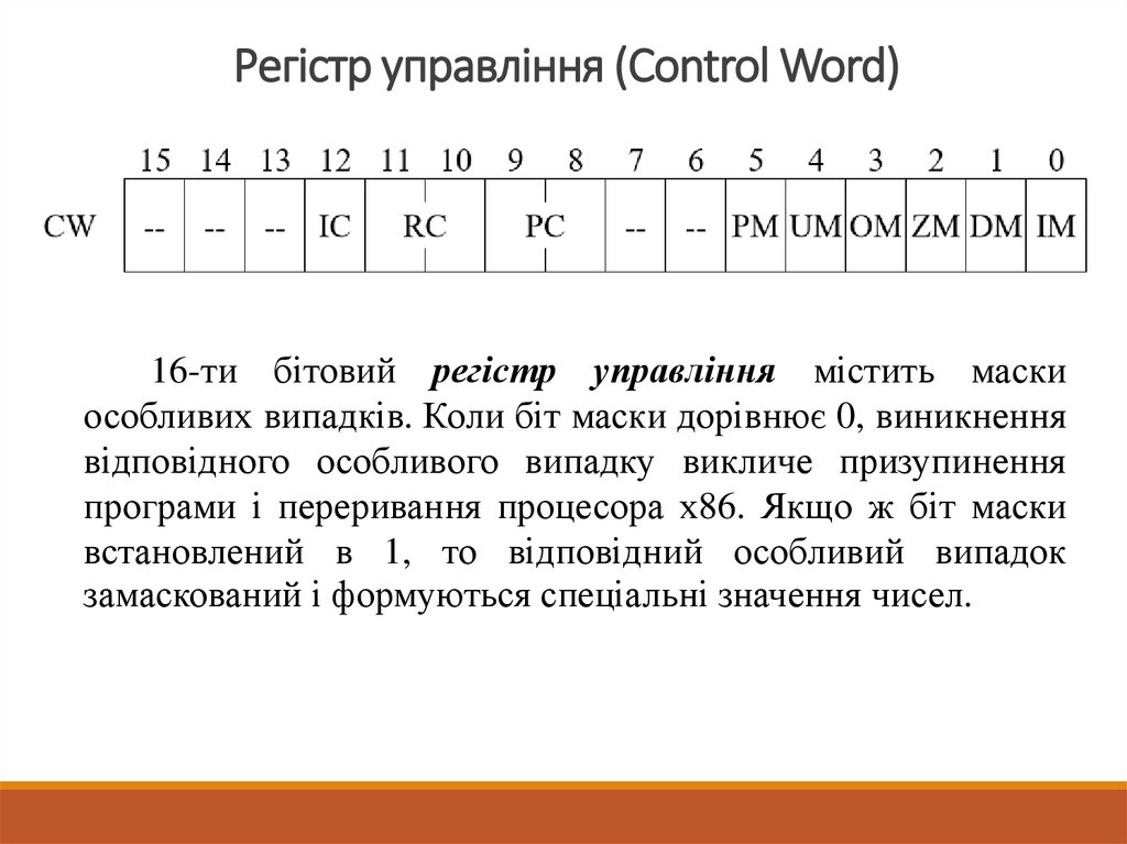 Регістр управління (Control Word)