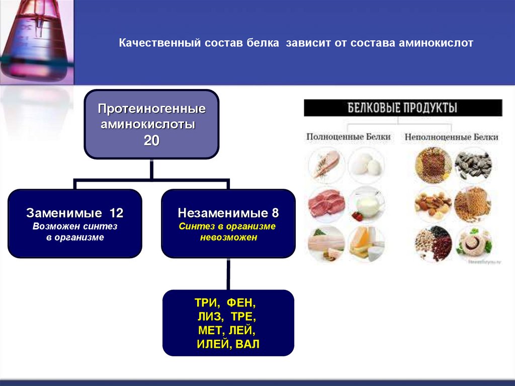 Качественный состав белка зависит от состава аминокислот