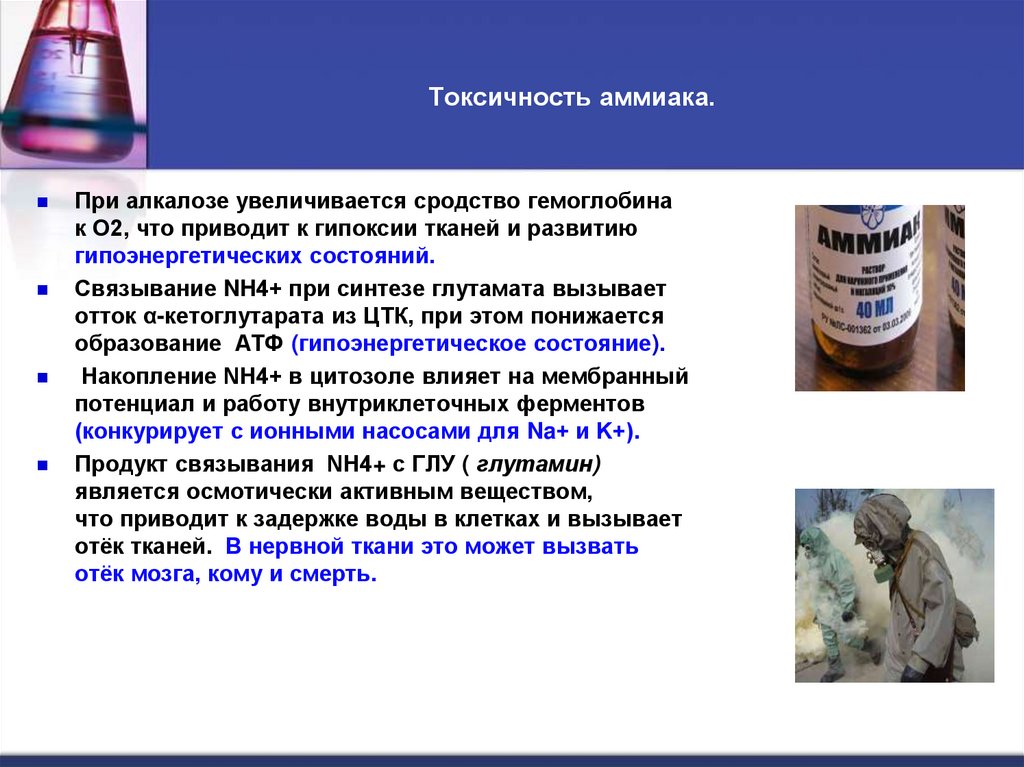 Токсичность аммиака.