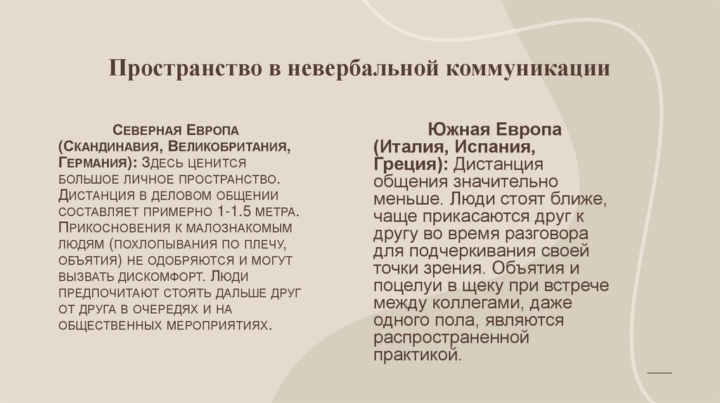  Пространство в невербальной коммуникации