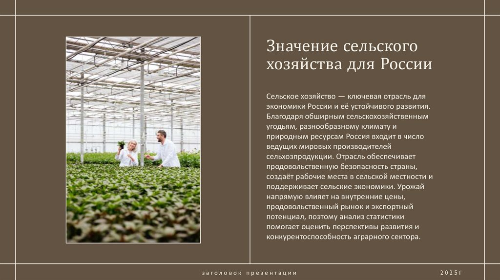 Значение сельского хозяйства для России