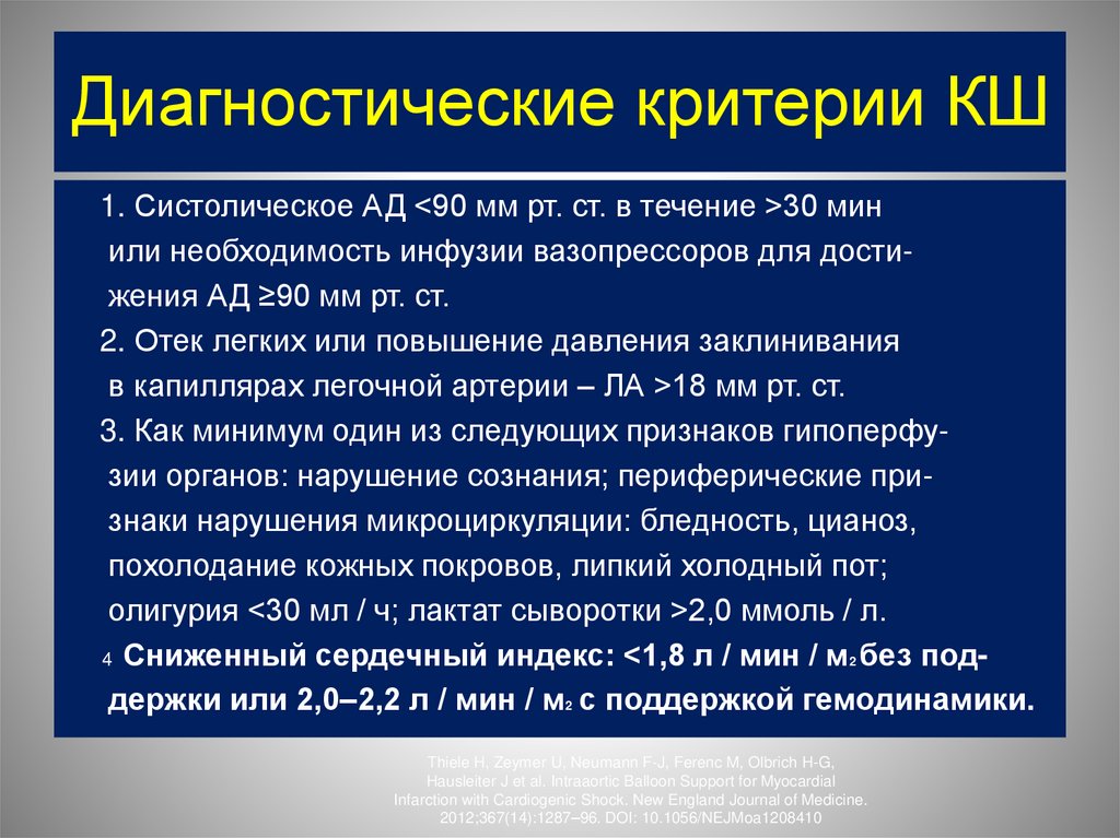 Диагностические критерии КШ