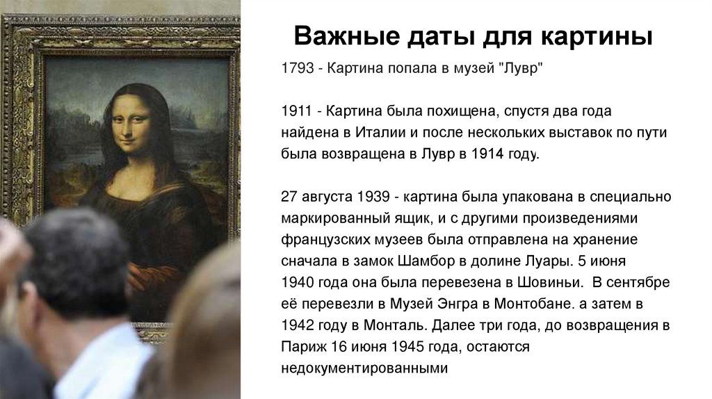 Важные даты для картины