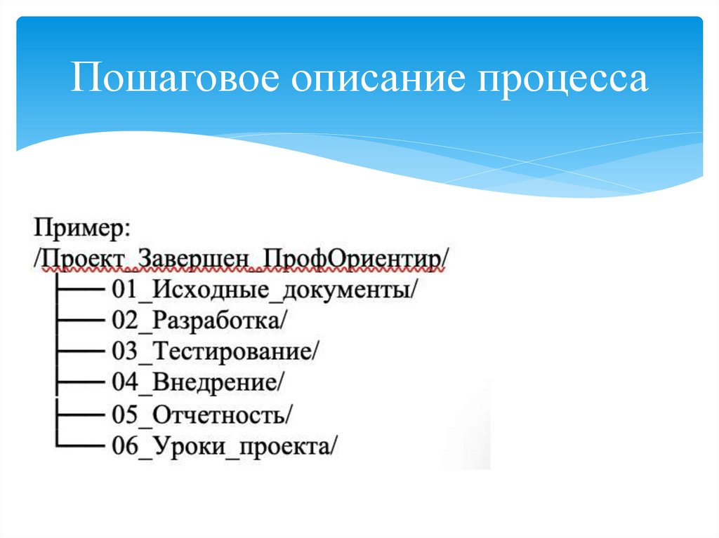 Пошаговое описание процесса