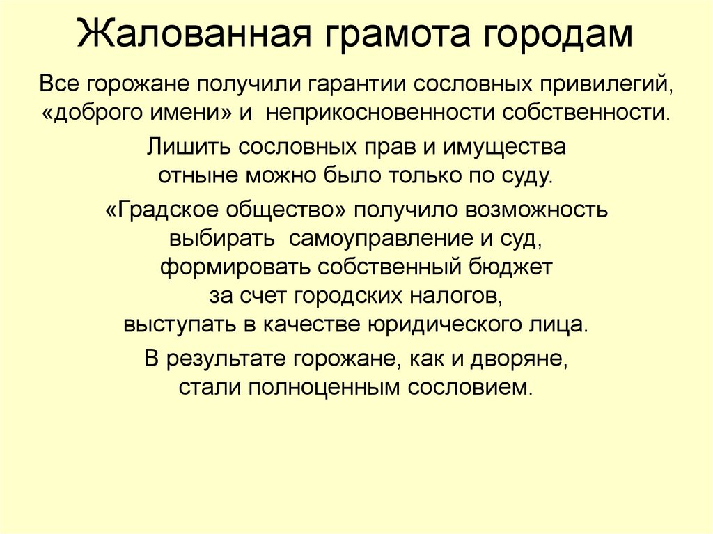 Жалованная грамота городам