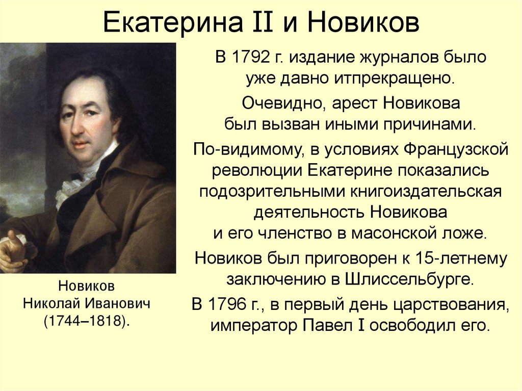 Екатерина II и Новиков
