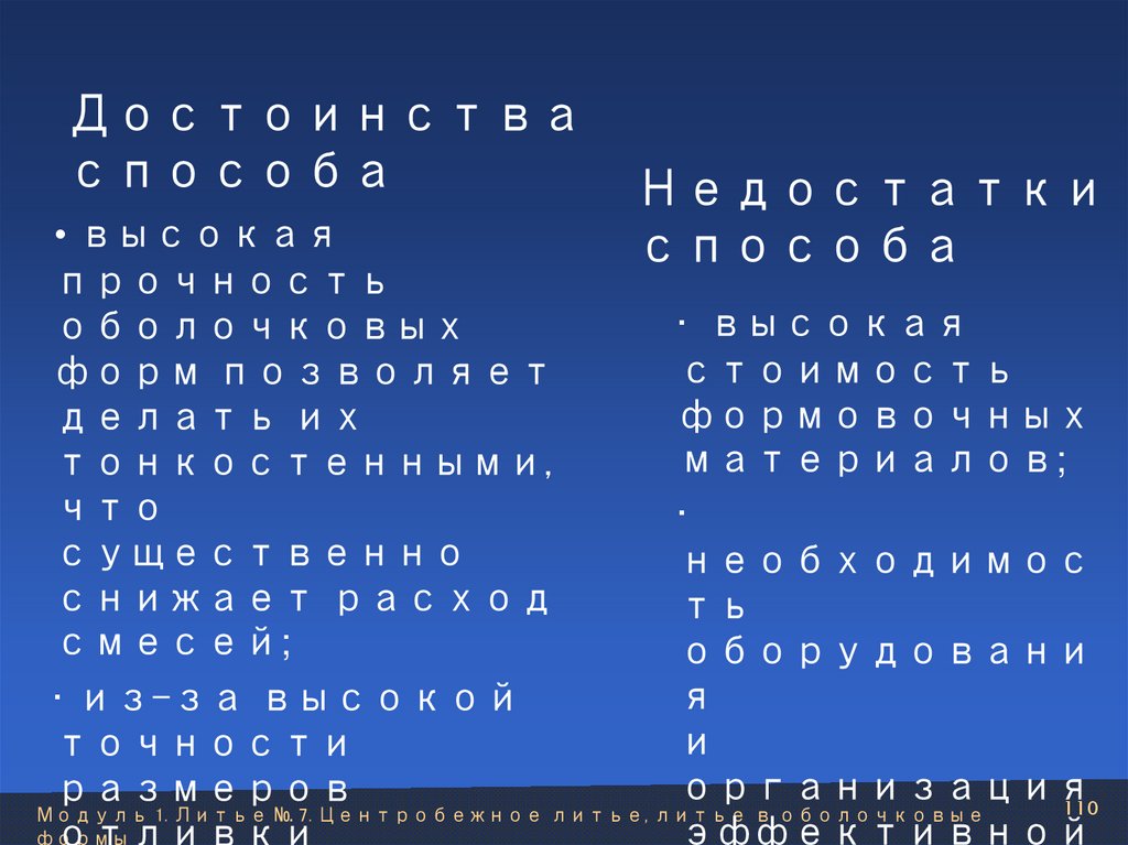 Достоинства способа