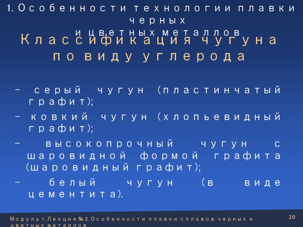 Классификация чугуна по виду углерода