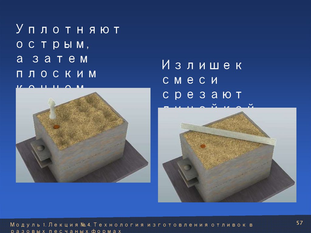 Излишек смеси срезают линейкой