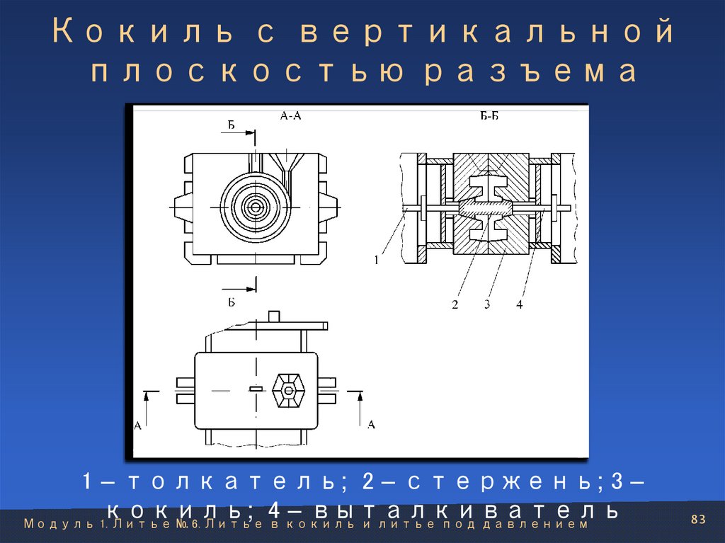 Кокиль с вертикальной плоскостью разъема