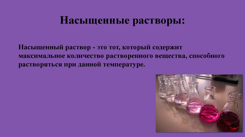 Насыщенные растворы: