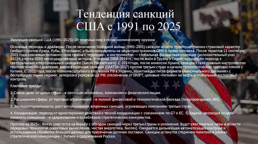Тенденция санкций США с 1991 по 2025