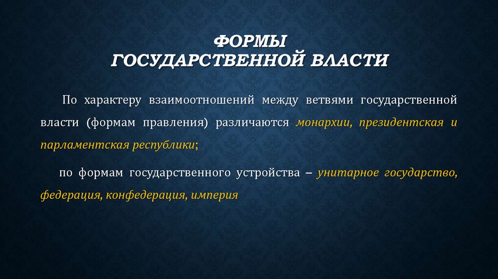 Формы государственной власти