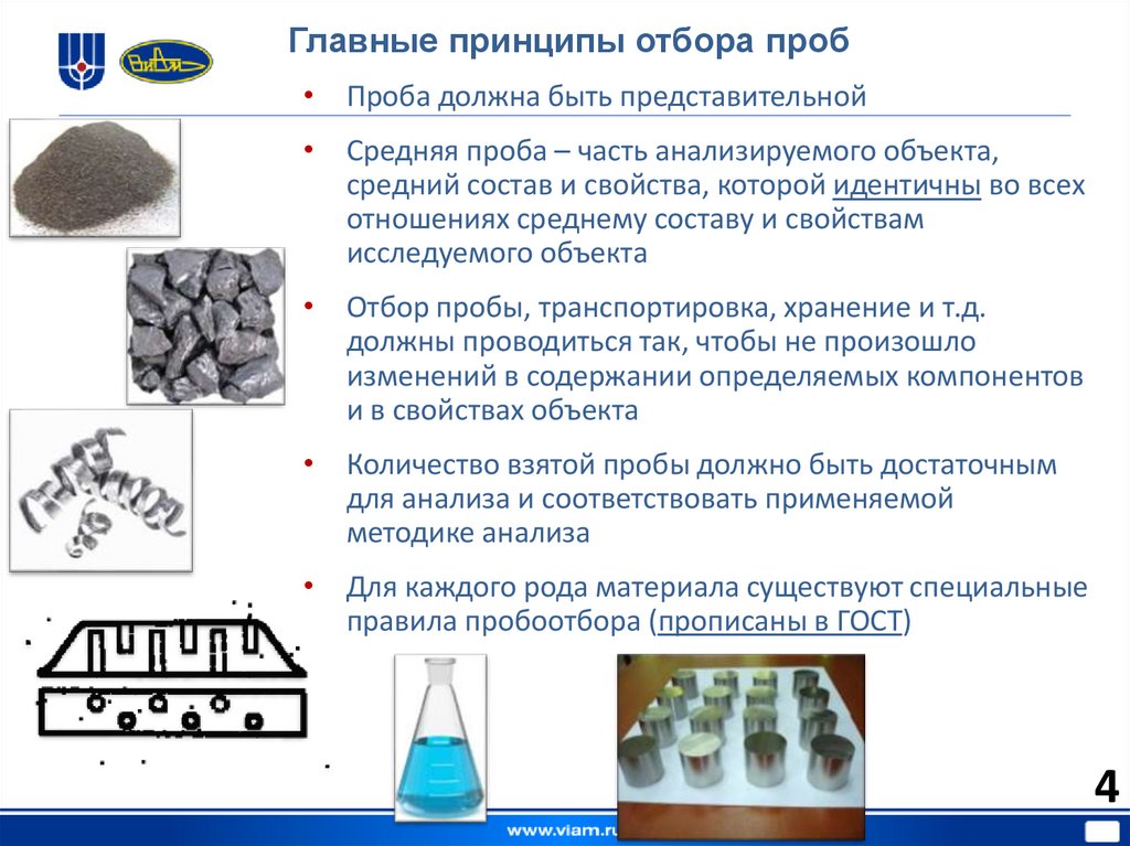 Главные принципы отбора проб