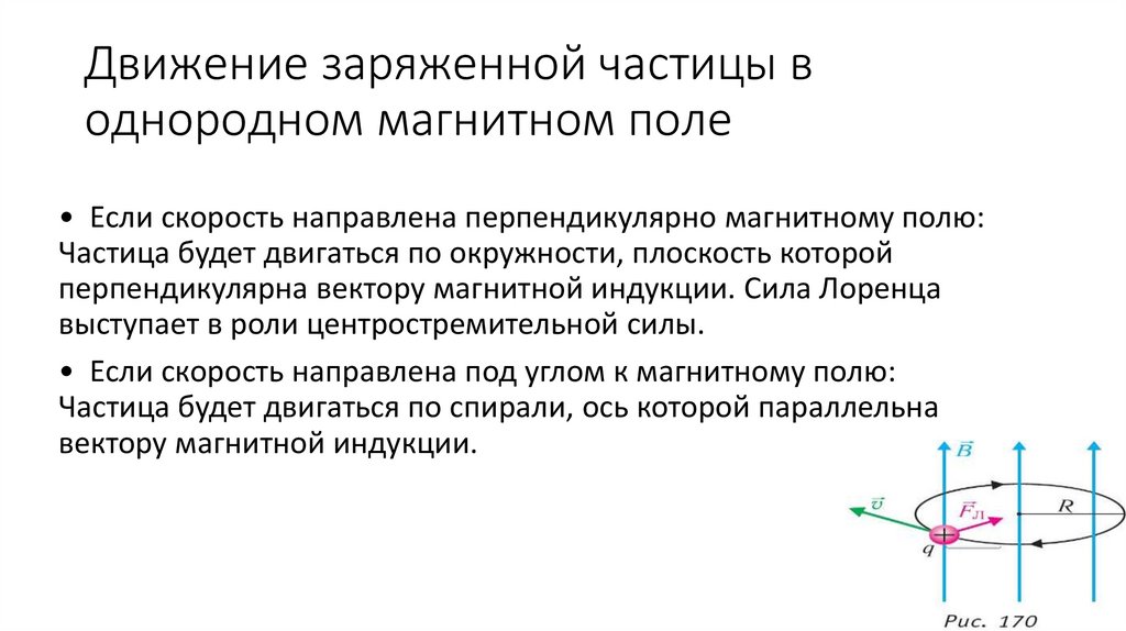 Движение заряженной частицы в однородном магнитном поле