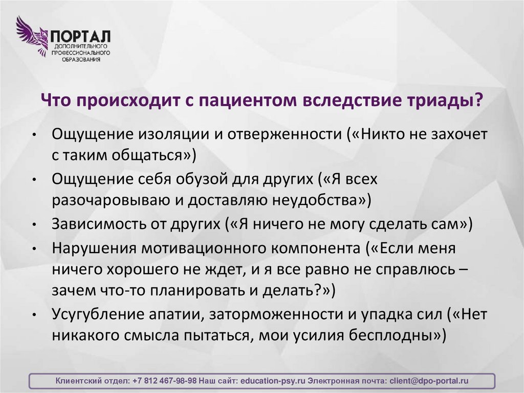 Что происходит с пациентом вследствие триады?