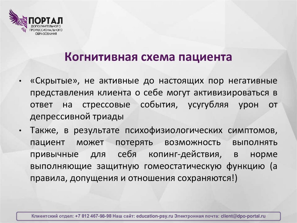 Когнитивная схема пациента