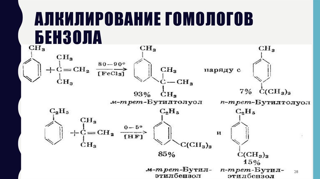 Алкилирование гомологов бензола