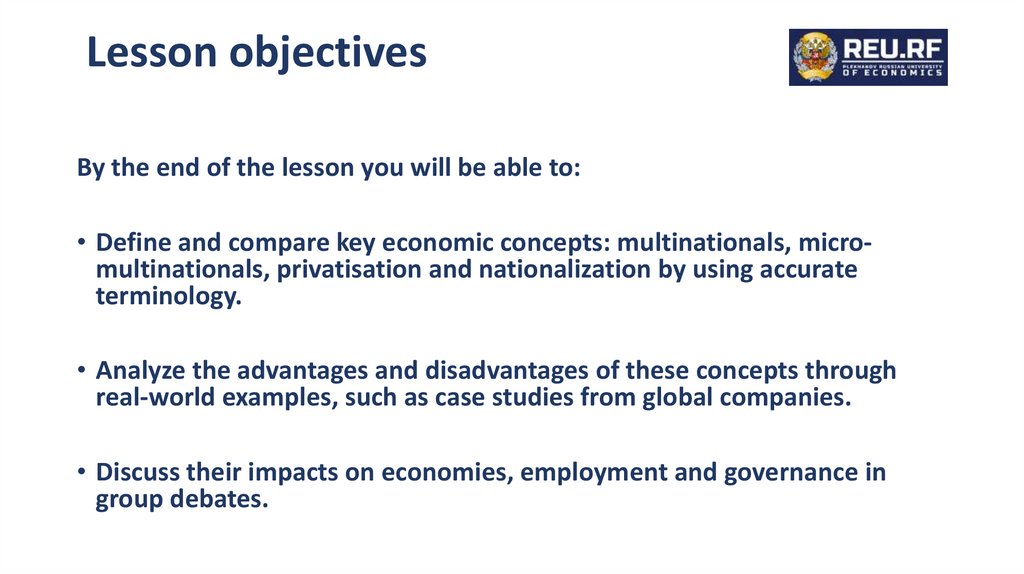 Lesson objectives