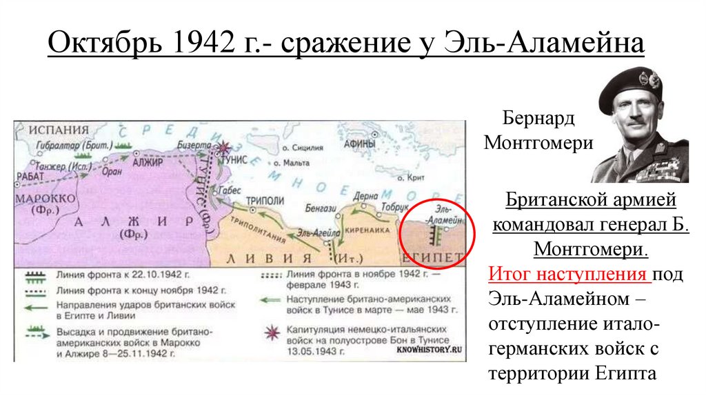 Октябрь 1942 г.- сражение у Эль-Аламейна