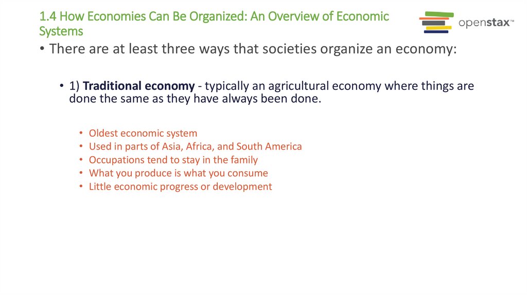 1.4 How Economies Can Be Organized: An Overview of Economic Systems