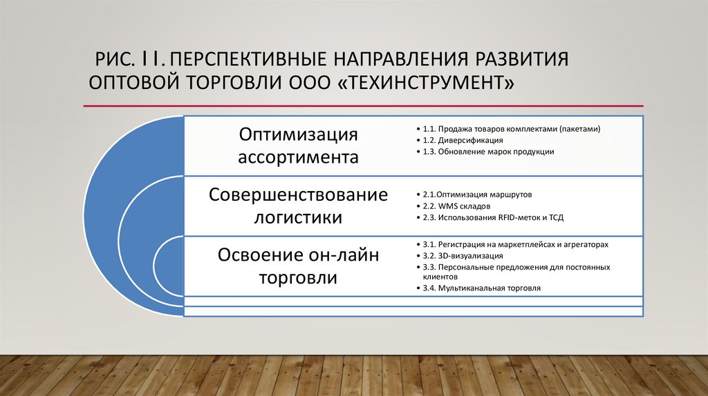  Рис. 11. Перспективные направления развития оптовой торговли ООО «ТЕХИНСТРУМЕНТ»  