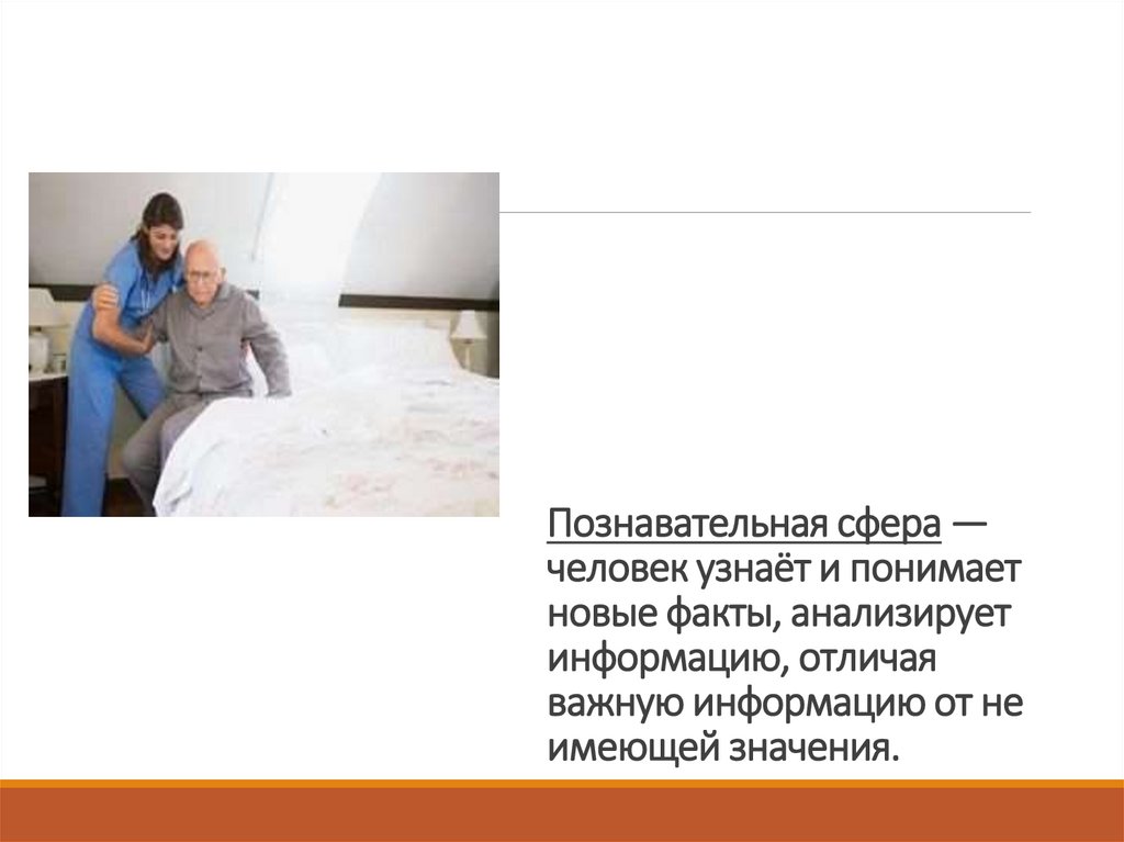 Познавательная сфера — человек узнаёт и понимает новые факты, анализирует информацию, отличая важную информацию от не имеющей
