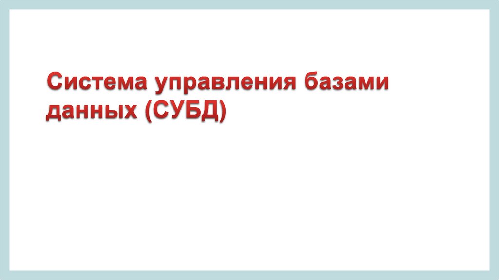 Система управления базами данных (СУБД)