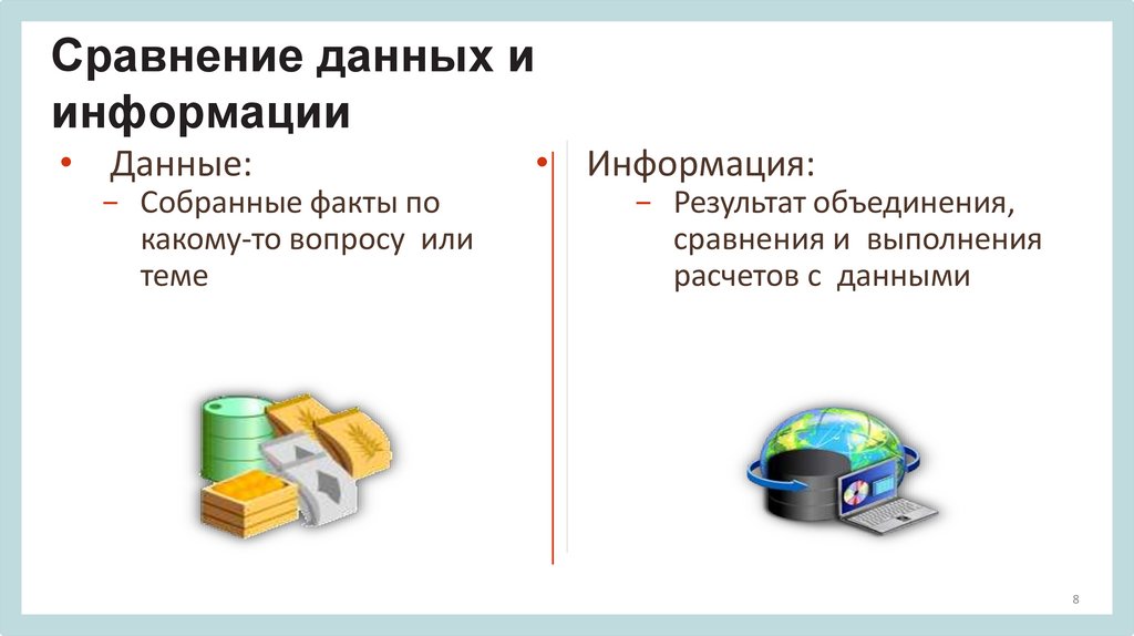 Сравнение данных и информации
