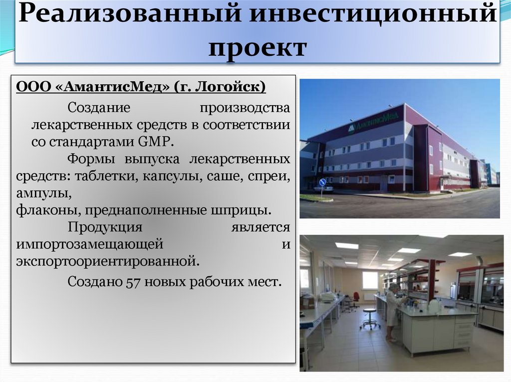 Реализованный инвестиционный проект