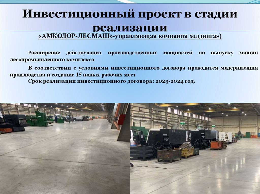 Инвестиционный проект в стадии реализации