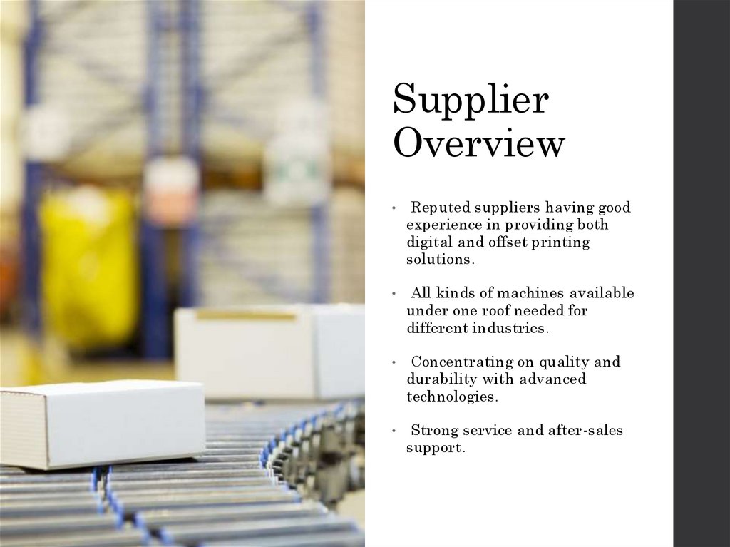 Supplier Overview