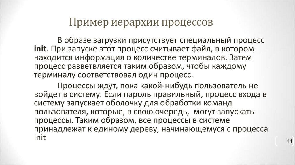 Пример иерархии процессов