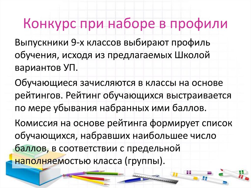 Конкурс при наборе в профили