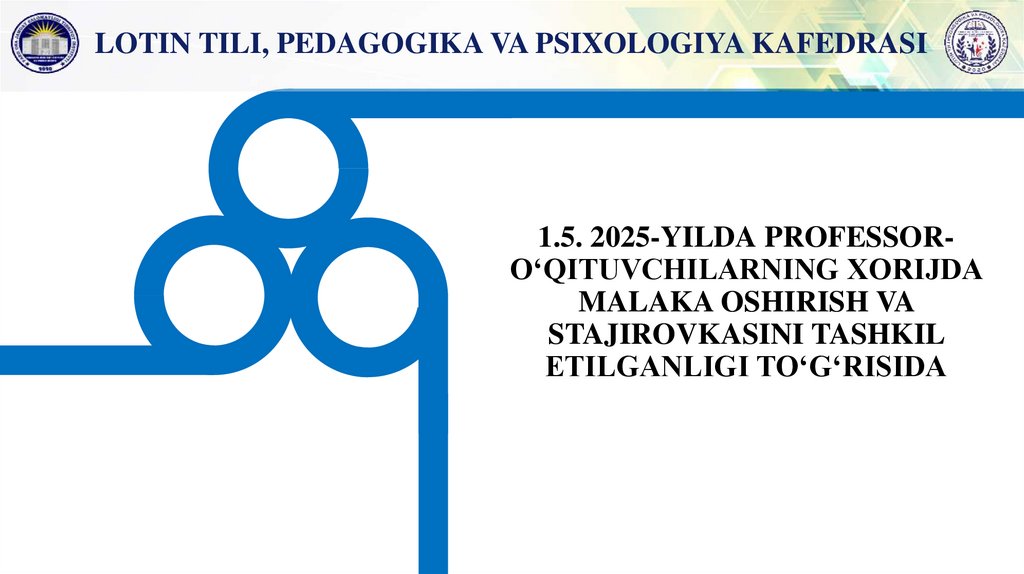 1.5. 2025-YILDA PROFESSOR-O‘QITUVCHILARNING XORIJDA MALAKA OSHIRISH VA STAJIROVKASINI TASHKIL ETILGANLIGI TO‘G‘RISIDA