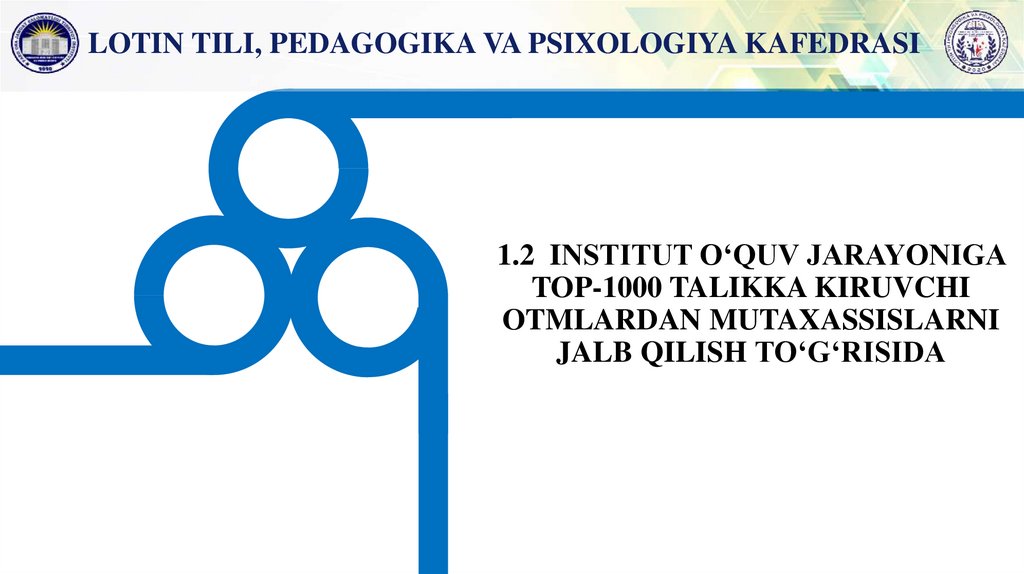 1.2 INSTITUT O‘QUV JARAYONIGA TOP-1000 TALIKKA KIRUVCHI OTMLARDAN MUTAXASSISLARNI JALB QILISH TO‘G‘RISIDA