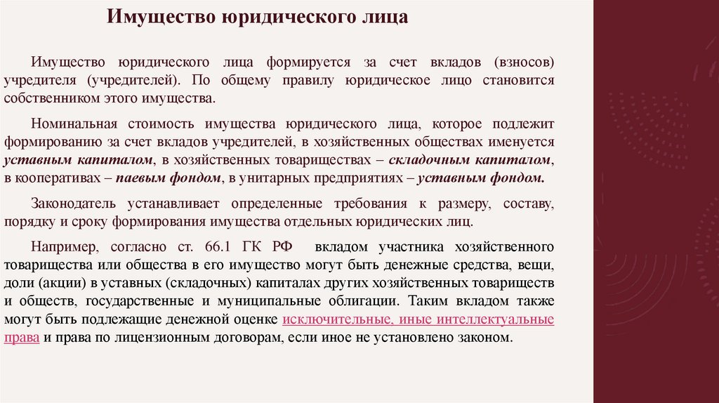 Имущество юридического лица