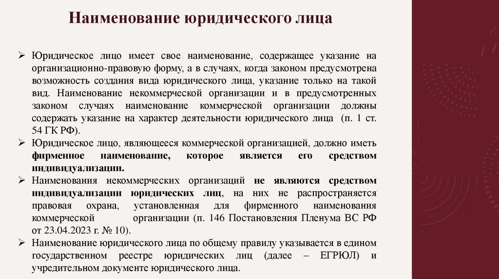 Наименование юридического лица