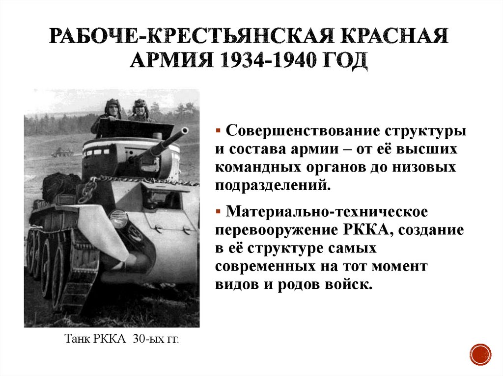 Рабоче-крестьянская Красная Армия 1934-1940 год