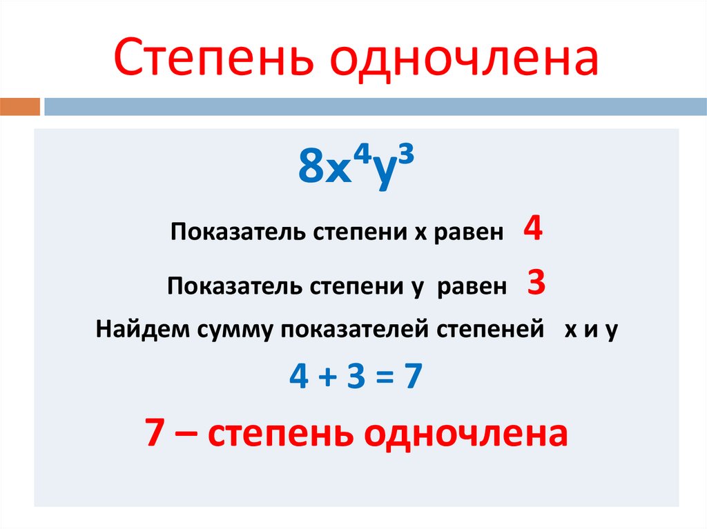 Степень одночлена